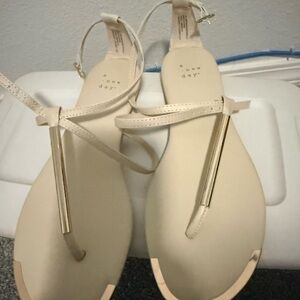 A New Day Women's Tan Sandals with Gold Accents